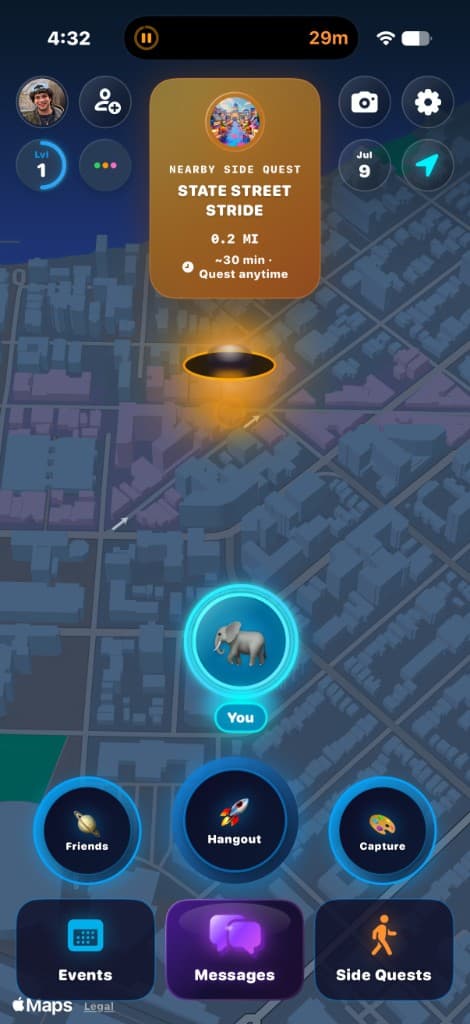 Nearby side quest on the BluWorld map